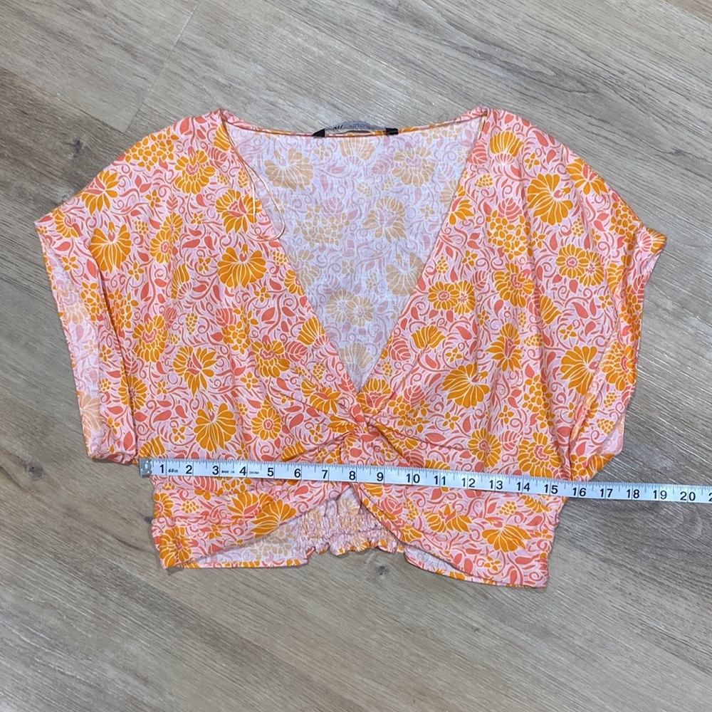 NWOT Zara Linen Floral Cropped Top - Picture 10 of 10